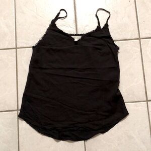 C&S by Cloth & Stone Black Frayed Tencel Cami Tank Top Size S Euc sleeveless